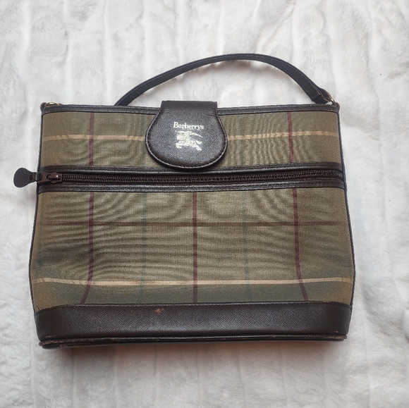 Vinatge Burberry Green and Brown Shoulder Bag - Picture 1 of 11